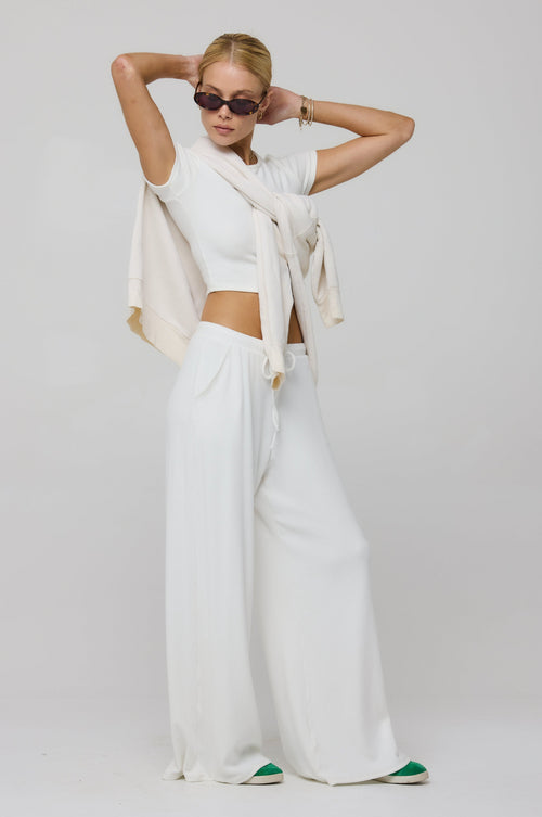 Chase Rib Pant in White