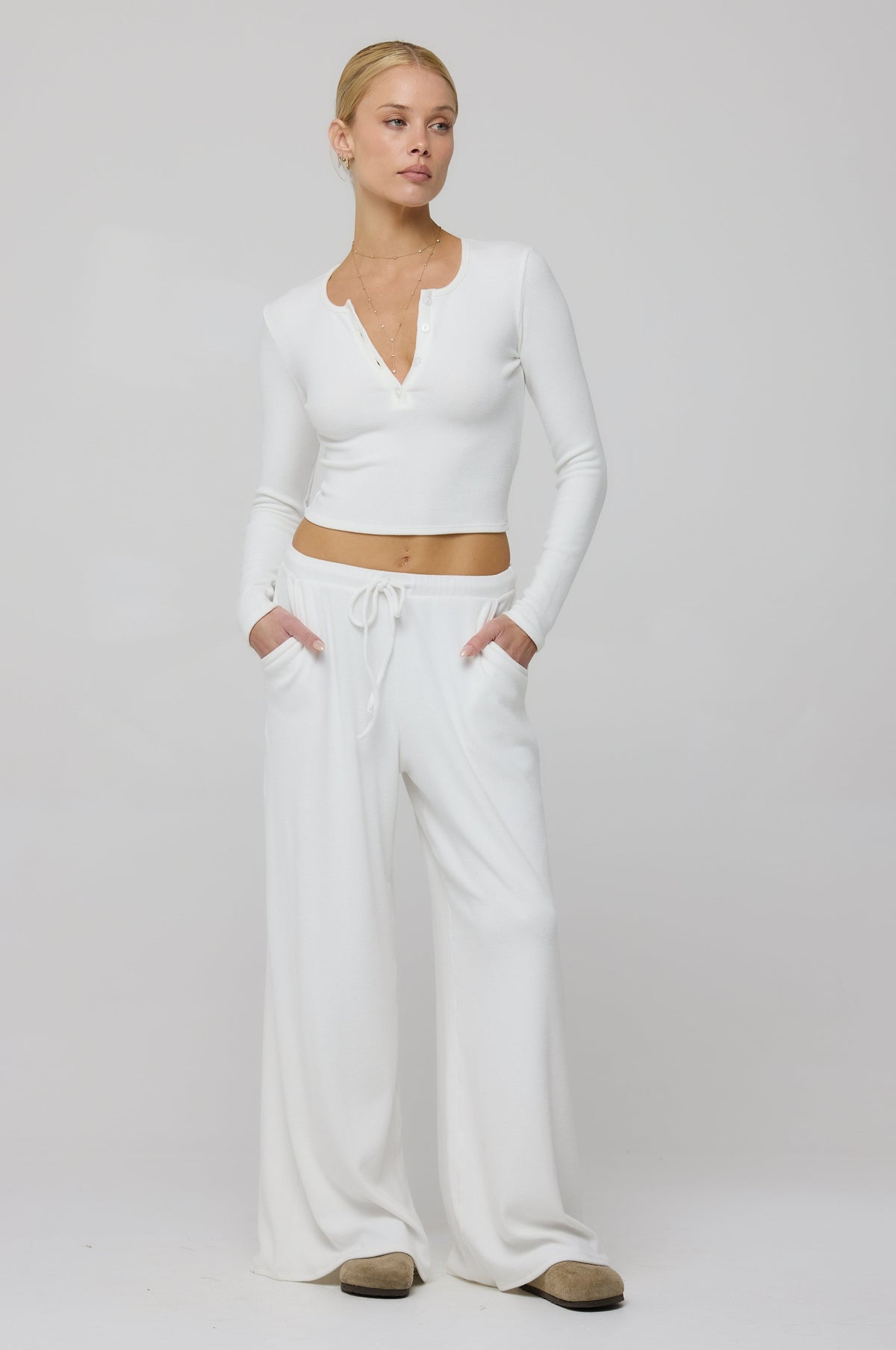 Chase Rib Pant in White