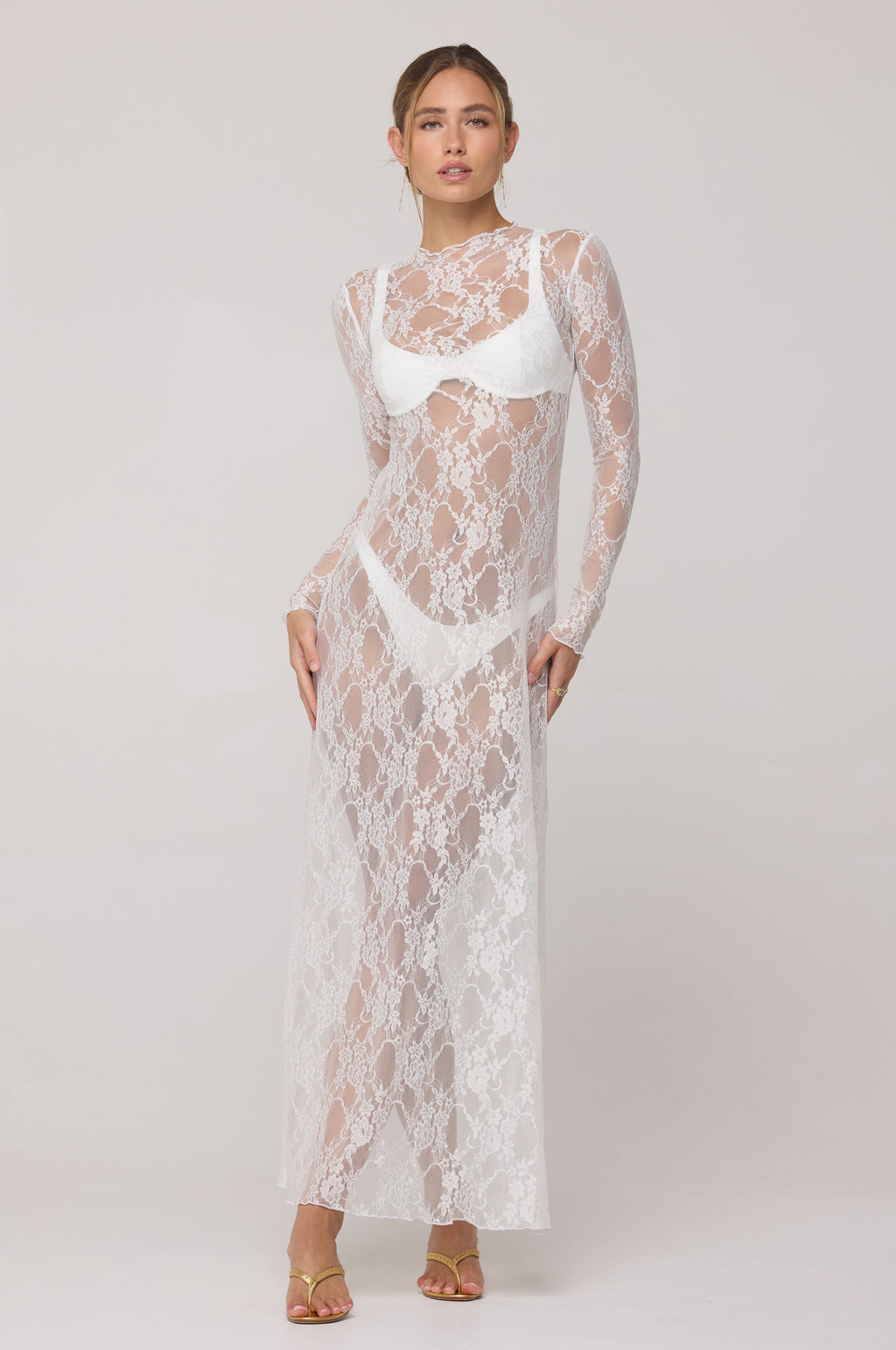Lyon Lace Dress in White Lace