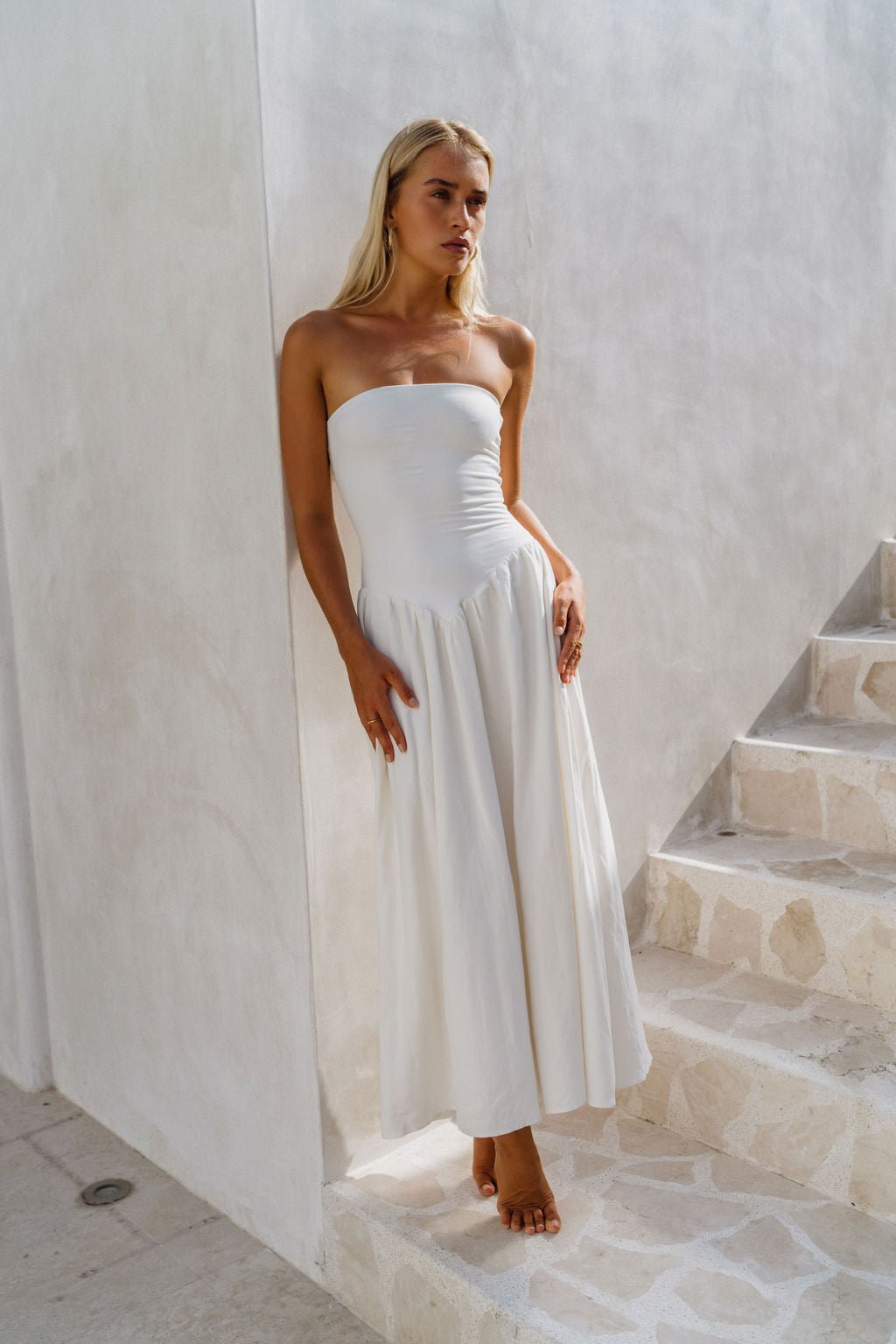 Mackenzie Dress in White Linen