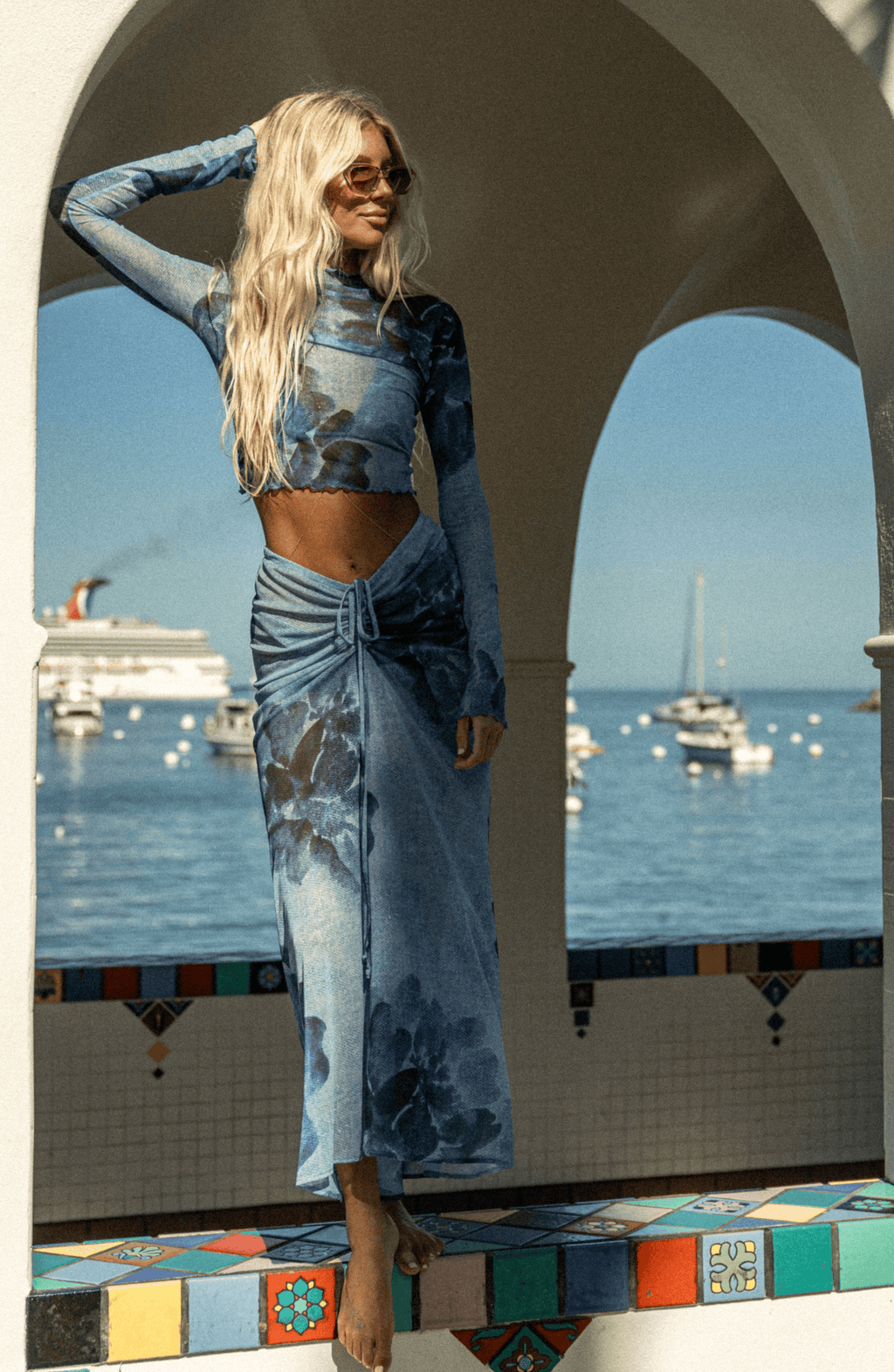 Ziggy Mesh Skirt in Indigo