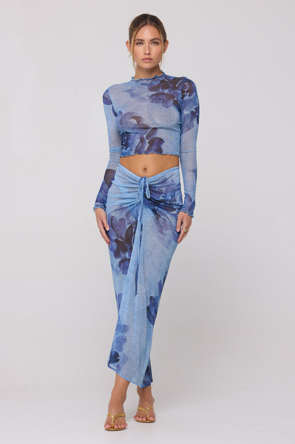 Ziggy Mesh Skirt in Indigo
