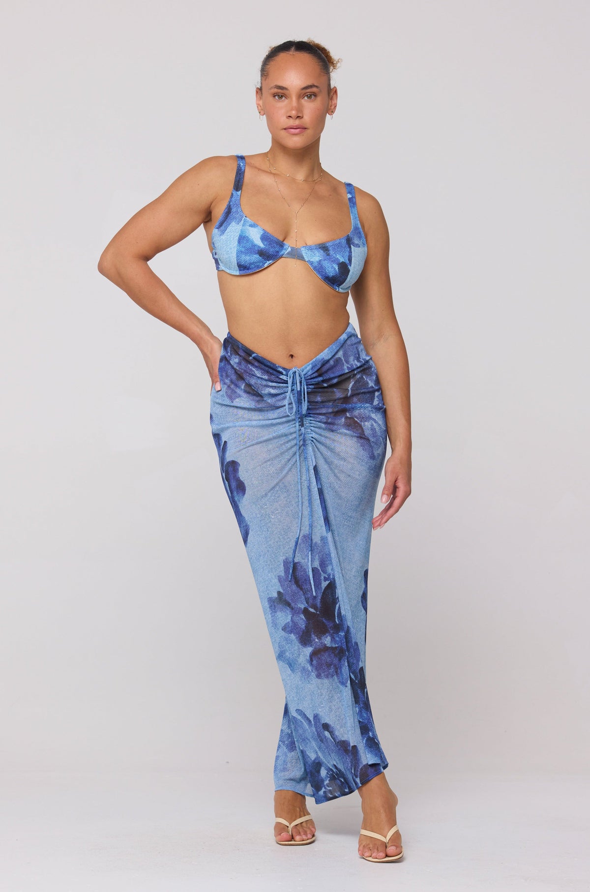 Ziggy Mesh Skirt in Indigo